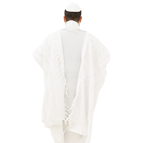 White tallit with silver stripes and fringes, Judaica – Prague Judaica. - Default Title - Prague Judaica