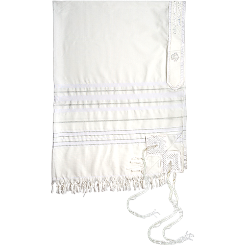 Tallit Mofet Size 60 - Silver Stripes