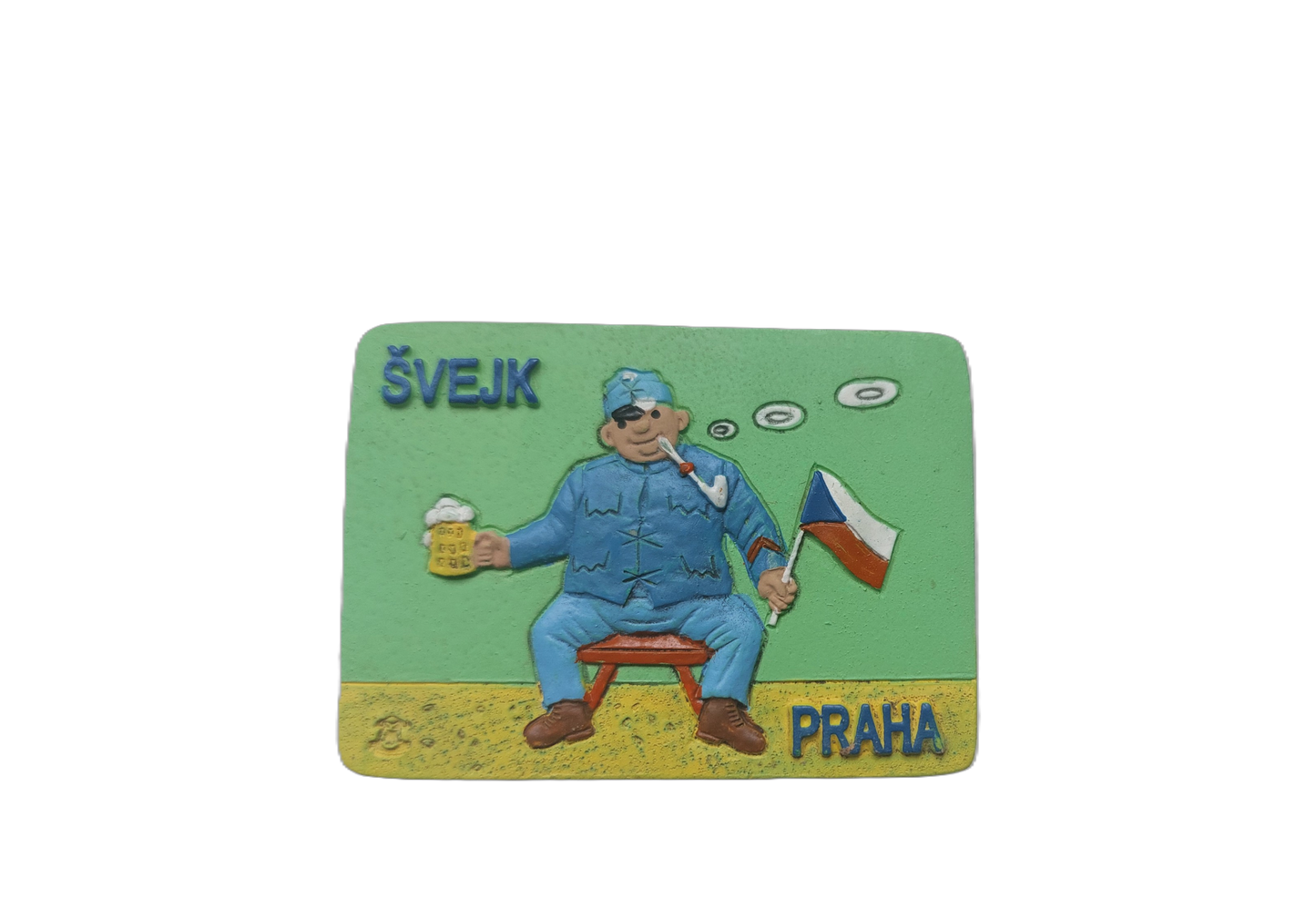 Keramický magnet - "Švejk" - zelený