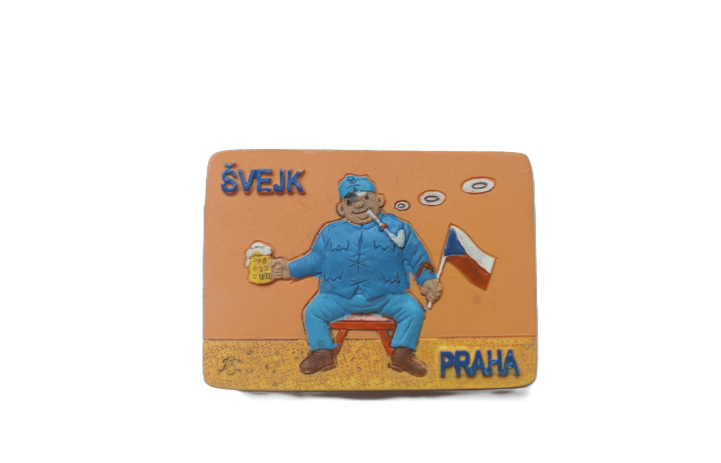 Keramický magnet - "Švejk" - oranžový