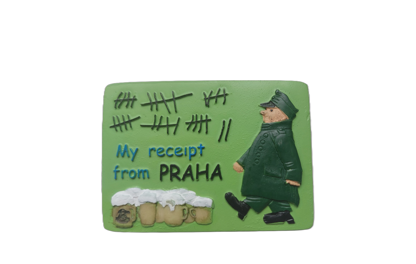 Ceramic Magnet "Švejk and Beer" - Green