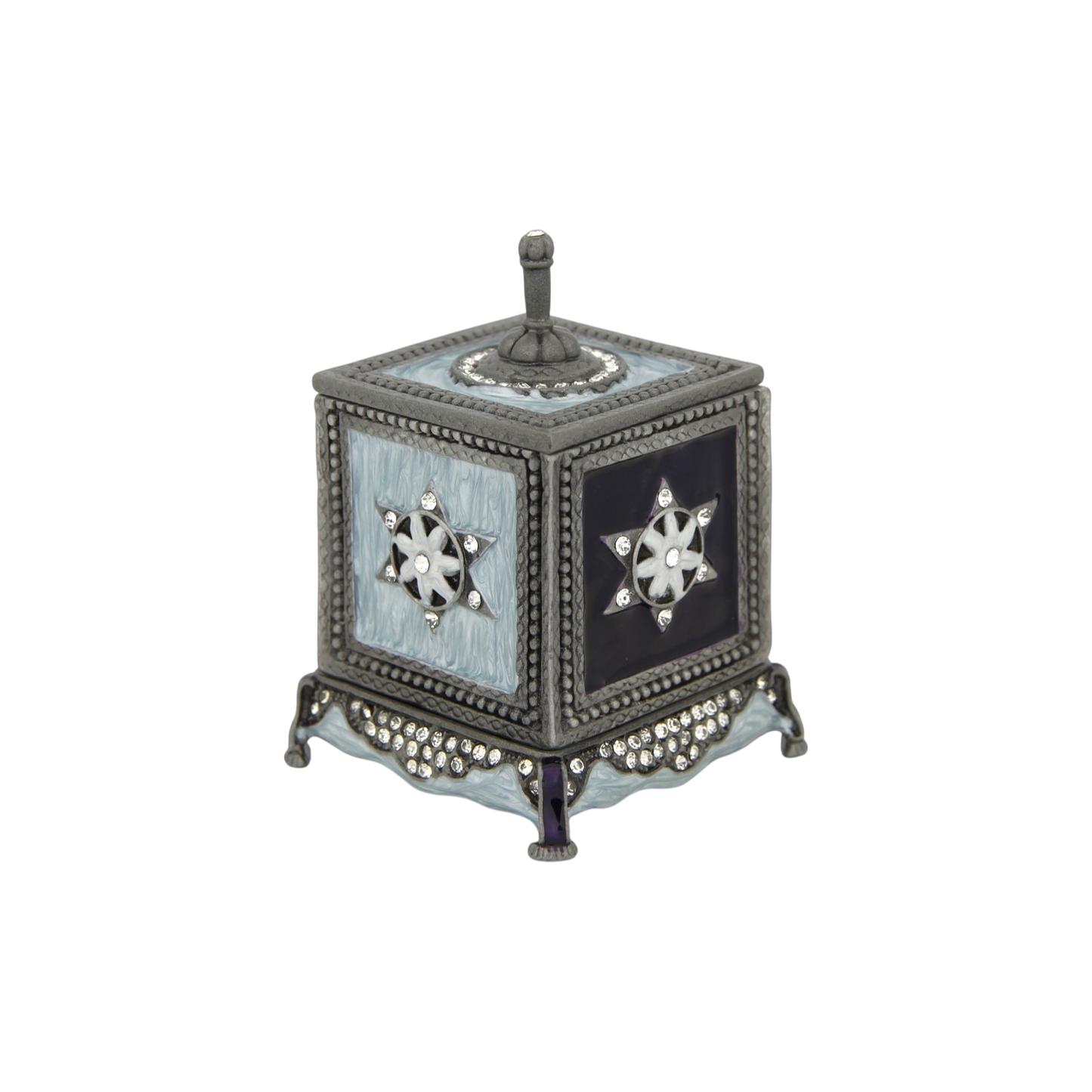 Gemstone Dreidel box - Grey Burgundy Star