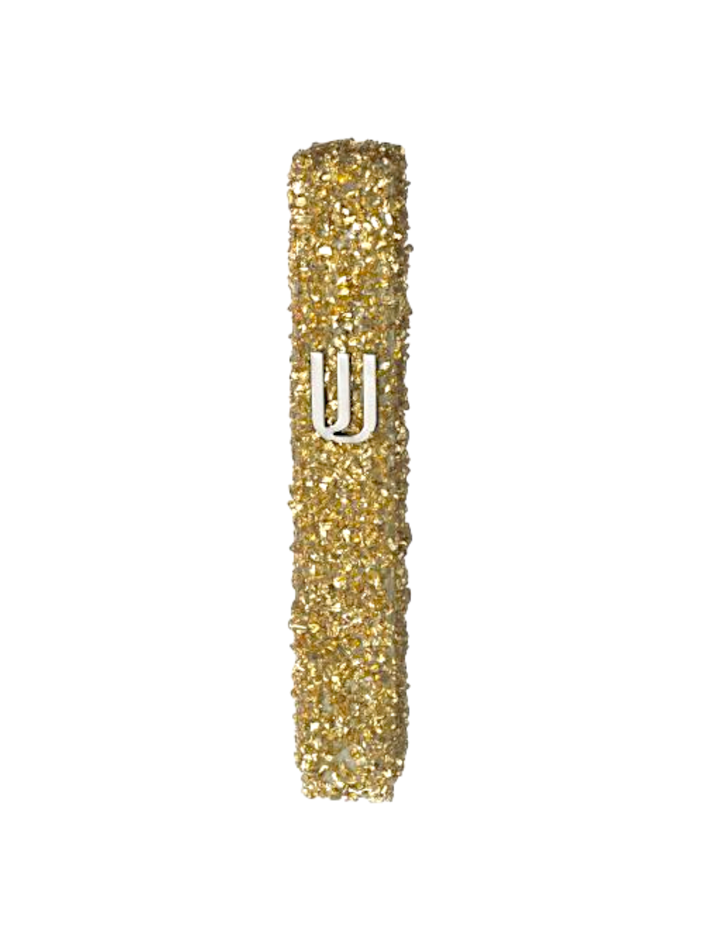 Glass Mezuzah - Gold-coloured Stones