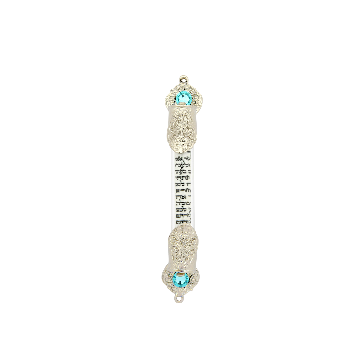 Crystal Mezuzah - Silver plated - Aquamarine