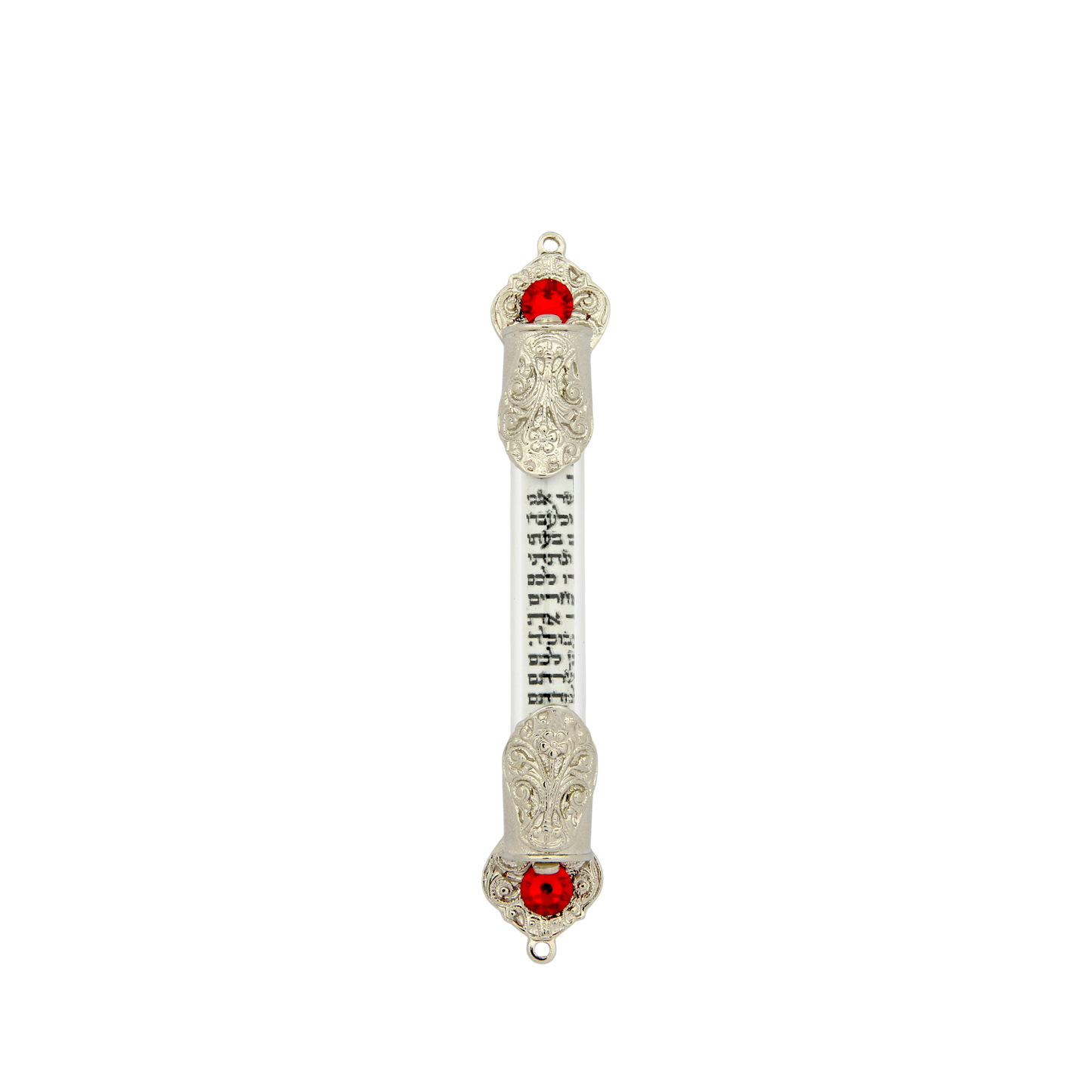 Crystal Mezuzah - Silver plated - Light Siam