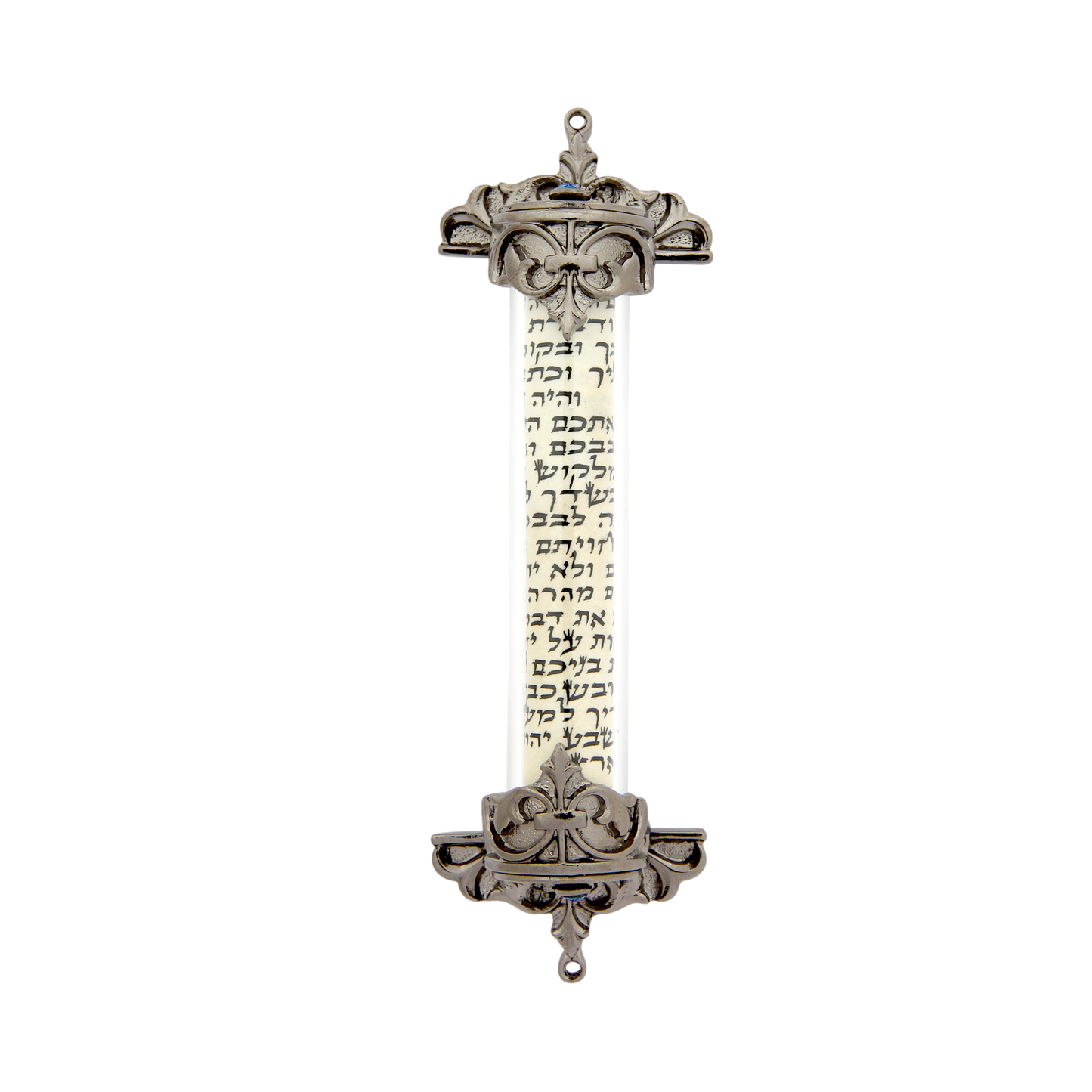Crystal Mezuzah Anthracite with Capri Blue