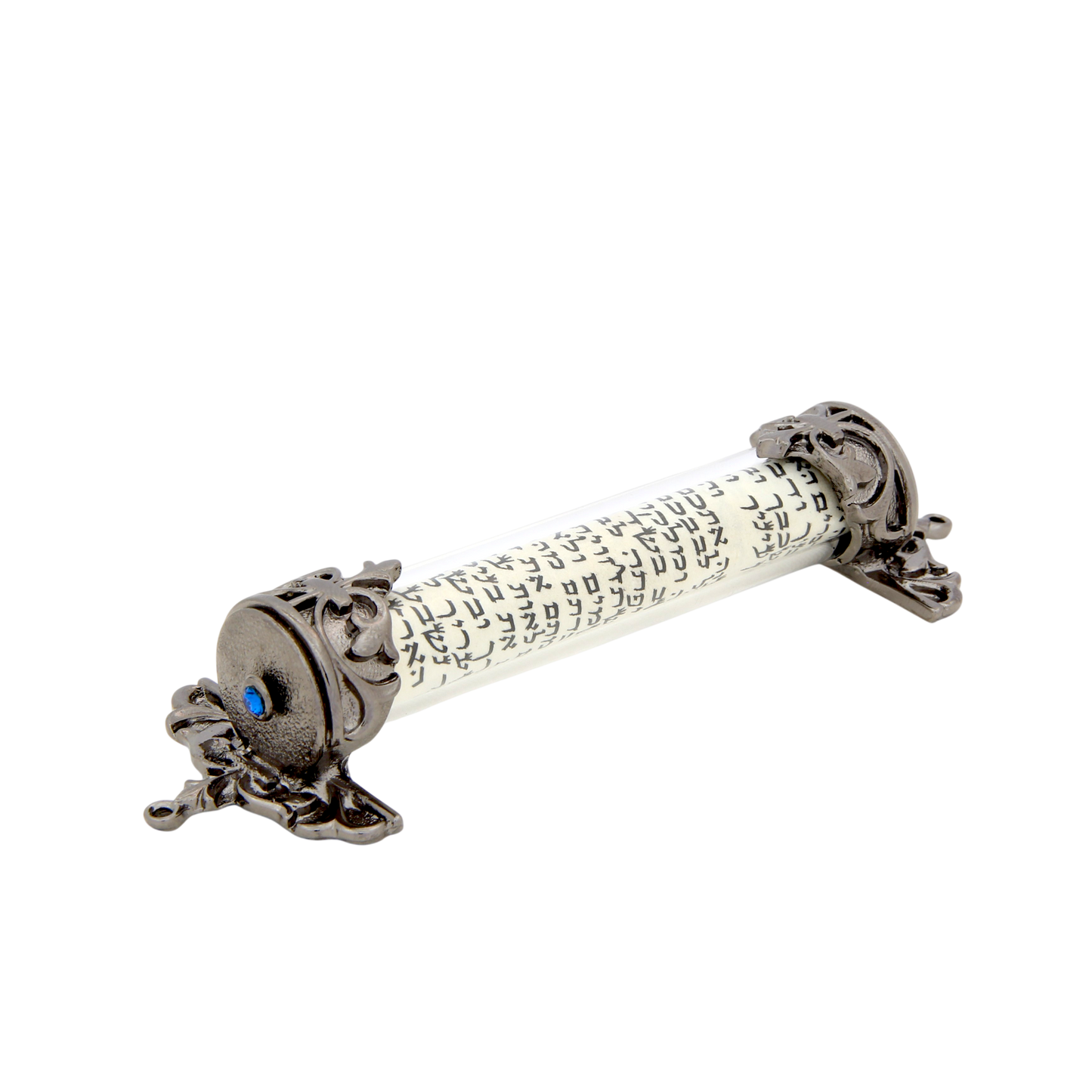 Crystal Mezuzah Anthracite with Capri Blue
