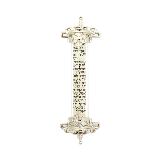 Crystal Mezuzah Silver plated with Light Siam