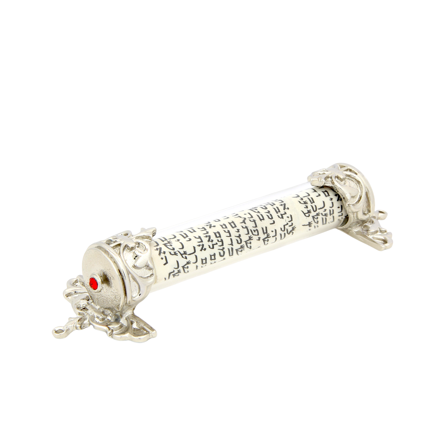 Crystal Mezuzah Silver plated with Light Siam