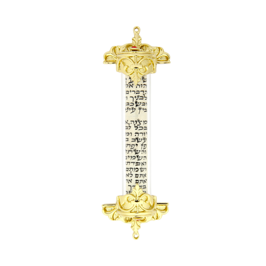 Crystal Mezuzah Gold plated with Light Siam