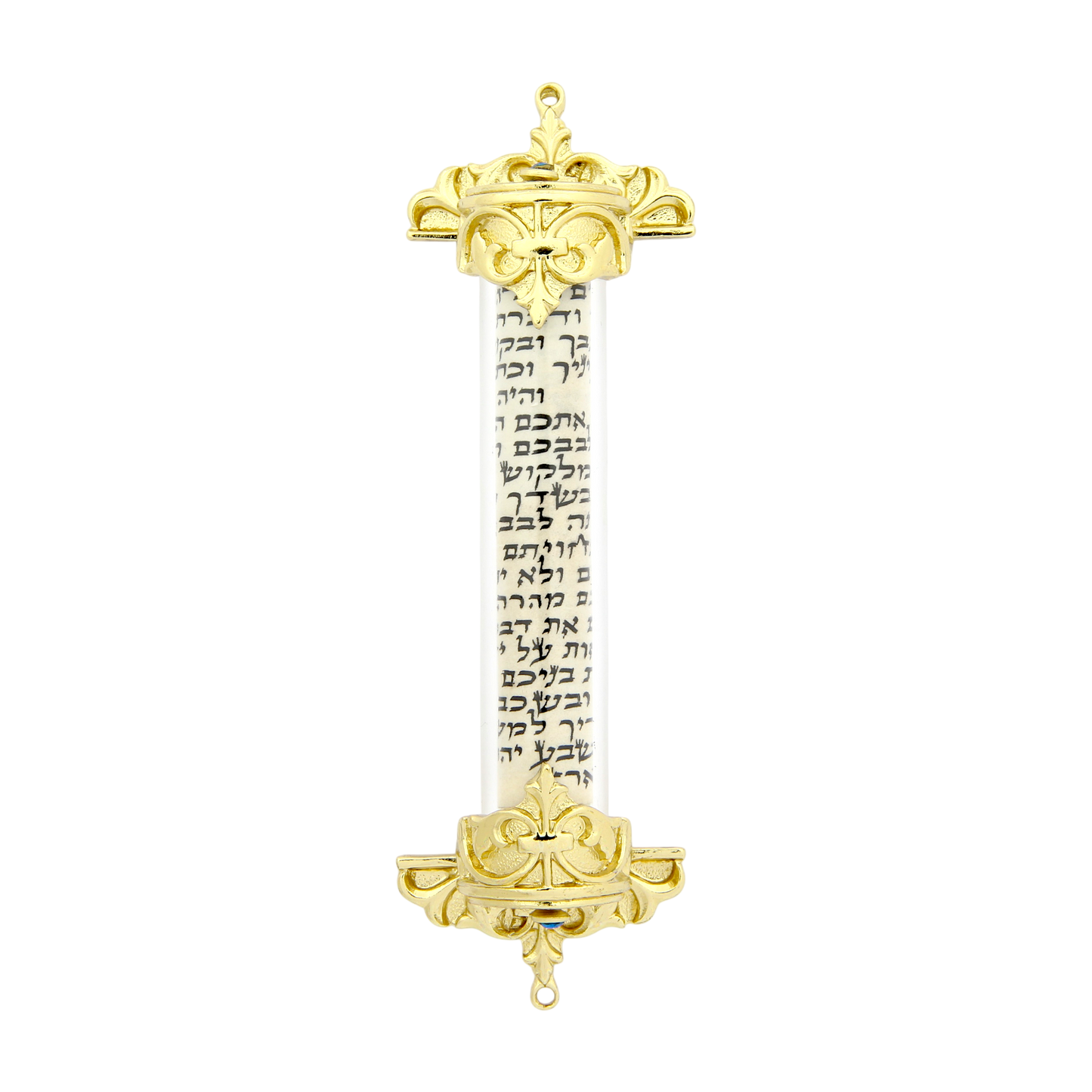 Crystal Mezuzah Gold plated with Capri Blue