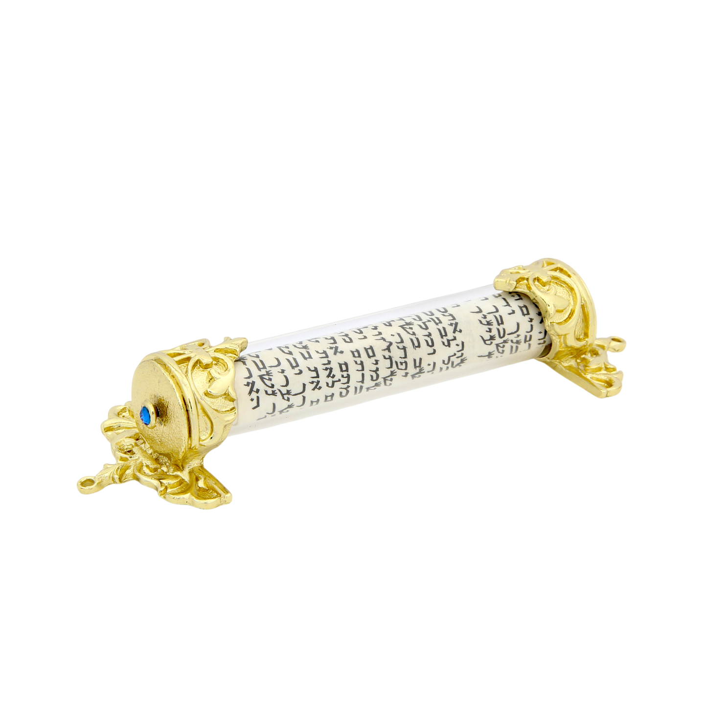 Crystal Mezuzah Gold plated with Aquamarine