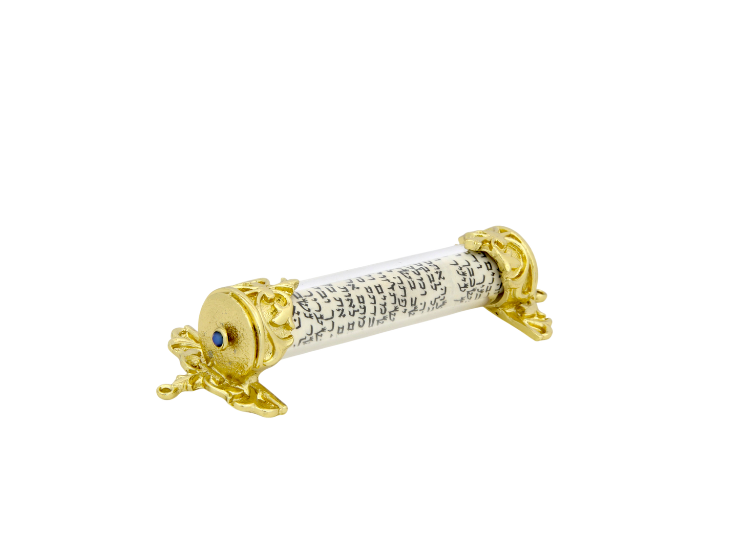 Crystal Mezuzah Gold plated with Capri Blue