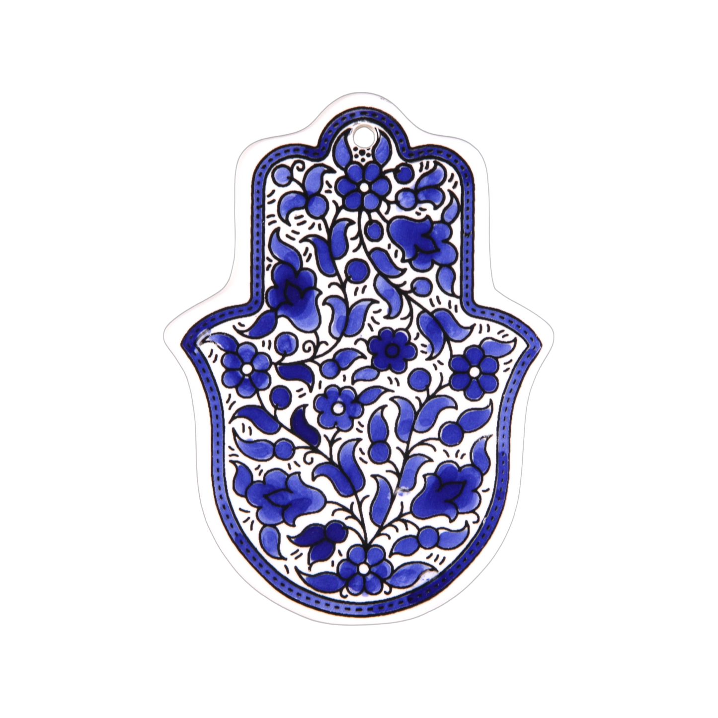 Armenian ceramic Hamsa - Blue Flowers