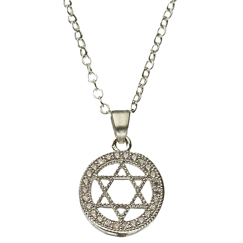 Necklace - Magen David in Circle with Stones