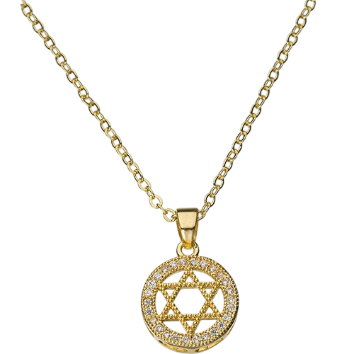 Necklace - Magen David in Circle with Stones