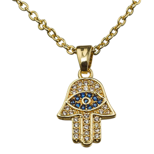 Necklace - Hamsa with coloured Stones