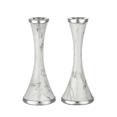 Shabbat Aluminium Candlesticks - Marble Design