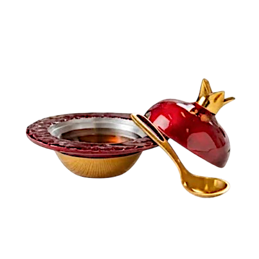 Aluminium Honey Dish with Spoon - Pomegranate