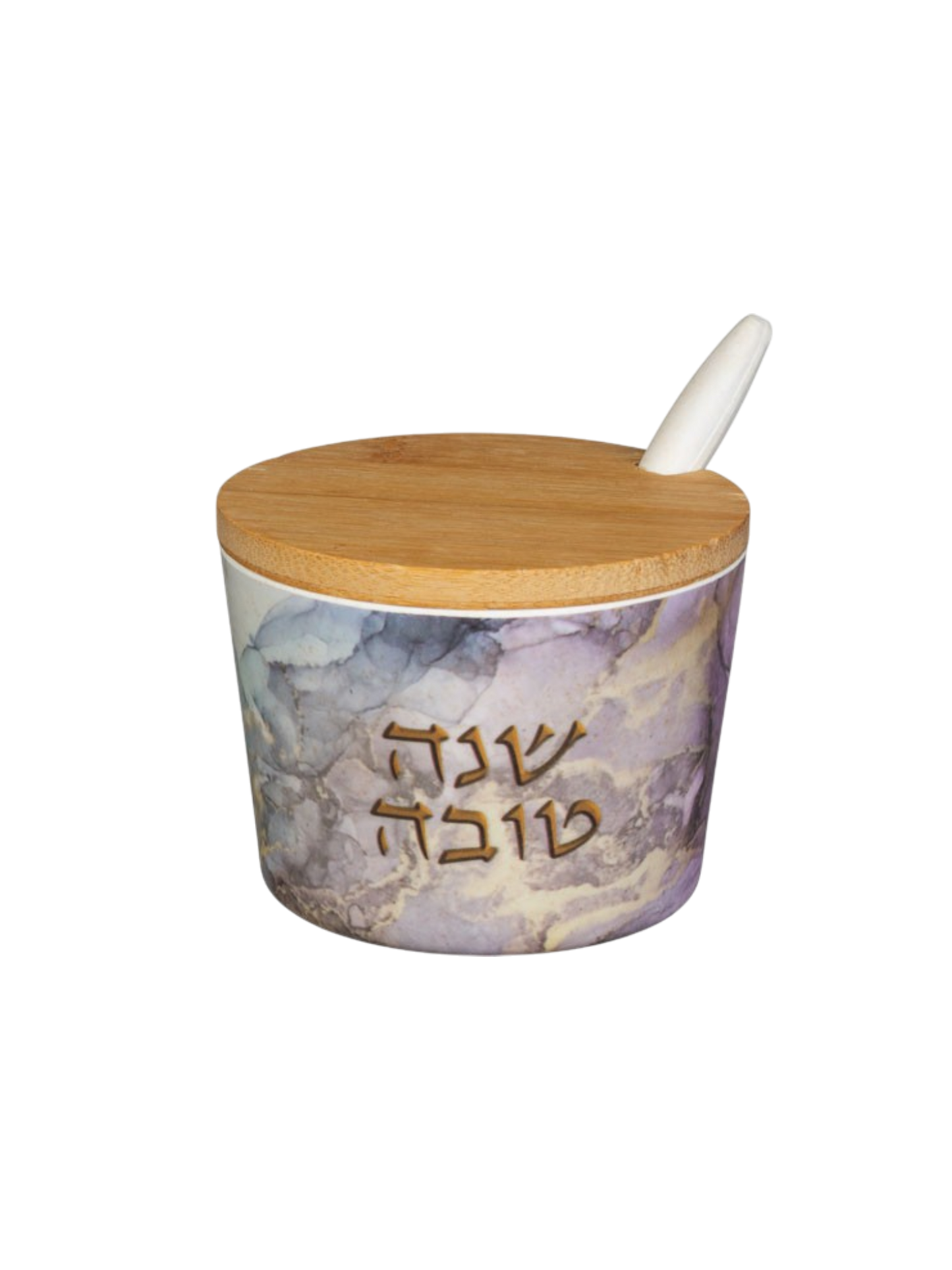 Bamboo Honey Dish "Shana Tovah" - Wine Marble