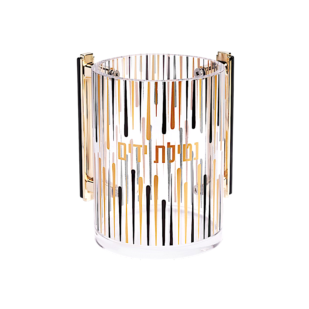 Luxury Acrylic Washing Cup - Gold, Champagne, and Matte Black Lines