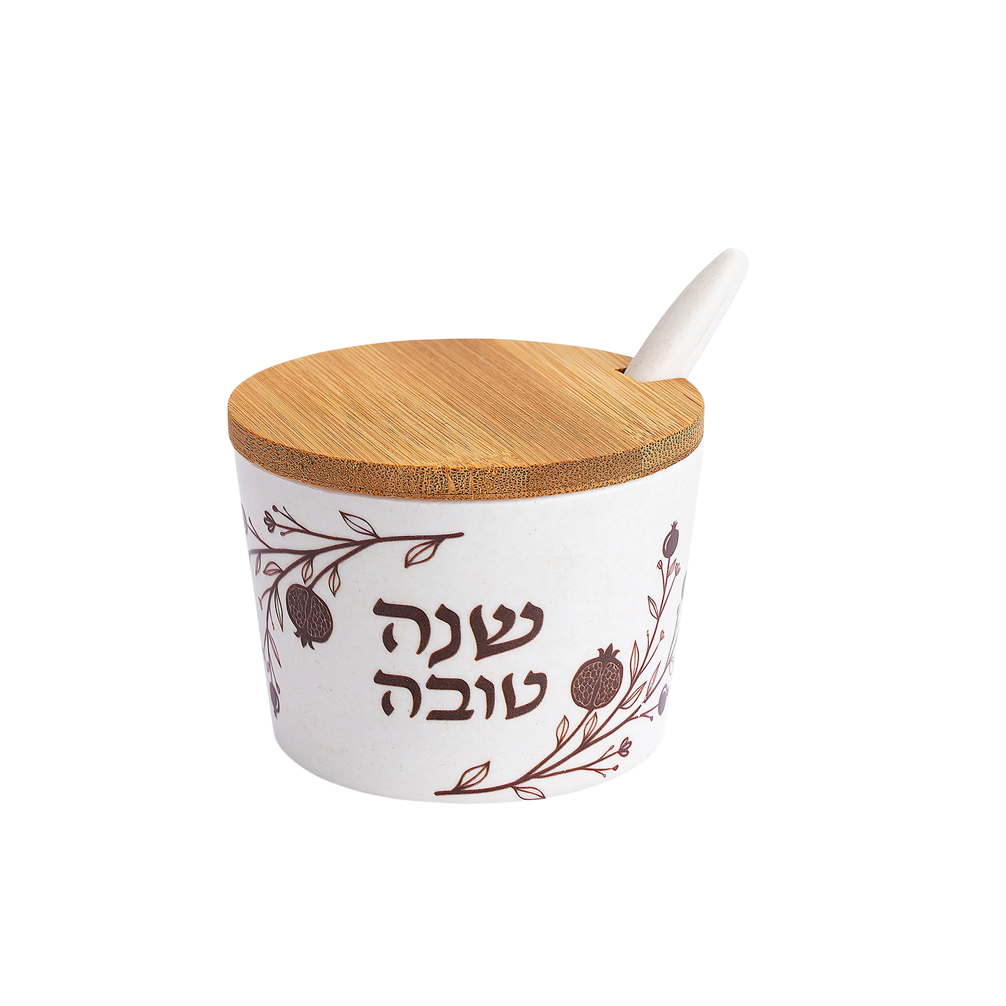 Bambusová miska na med "Shana Tovah" - vínové granátové jablko