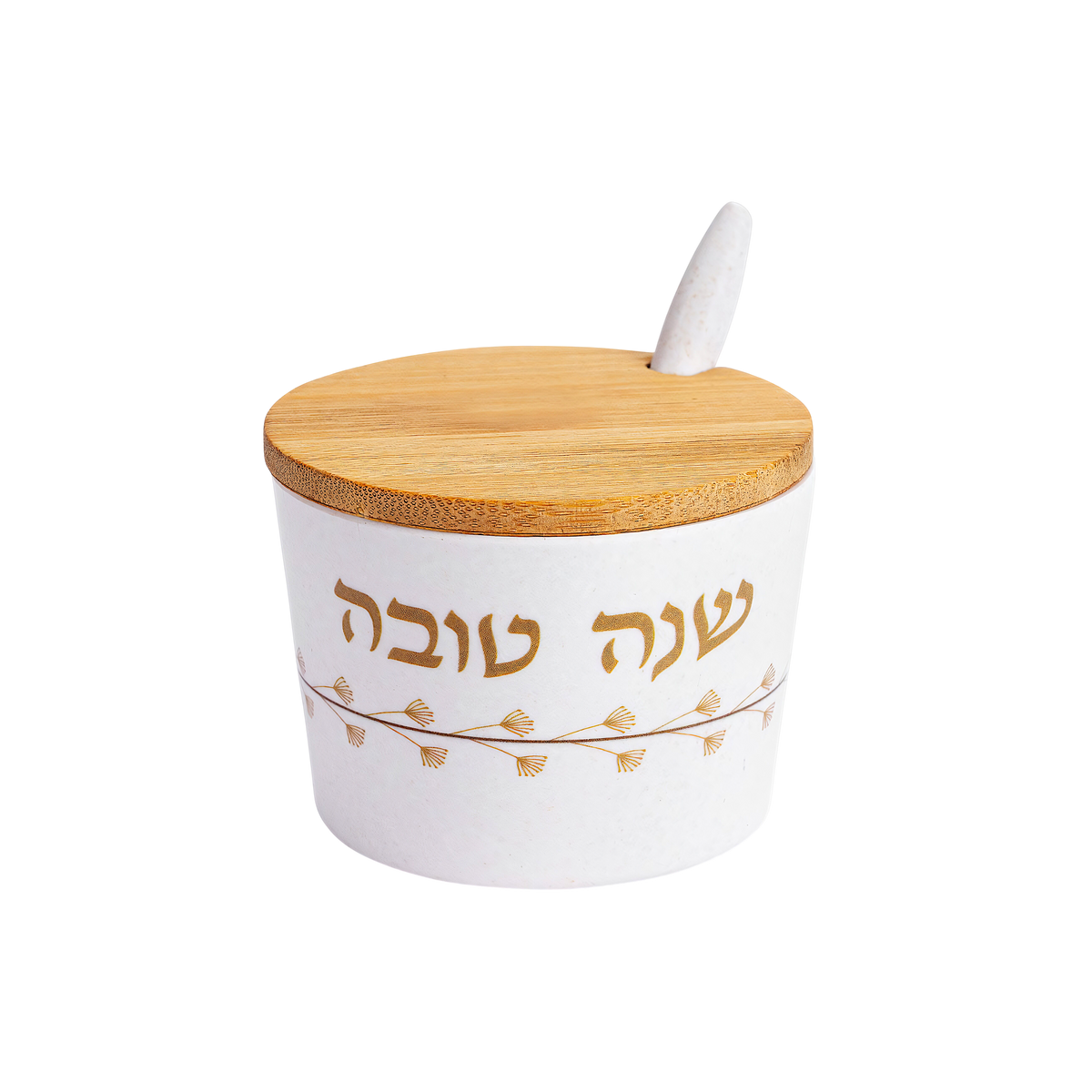 Bamboo Honey Dish "Shana Tovah" - Tiny Flowers