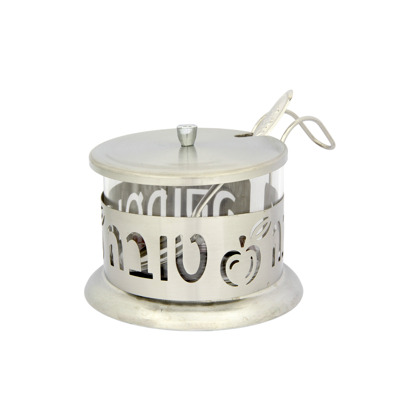Stainless Steel Honey Dish "Shana Tovah" - Laser Cut