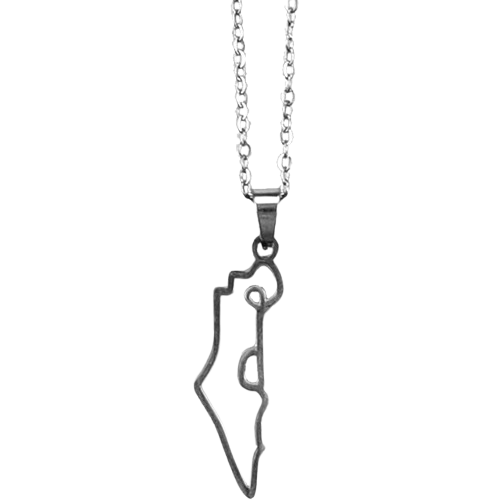 Necklace - Map of Israel silver colour