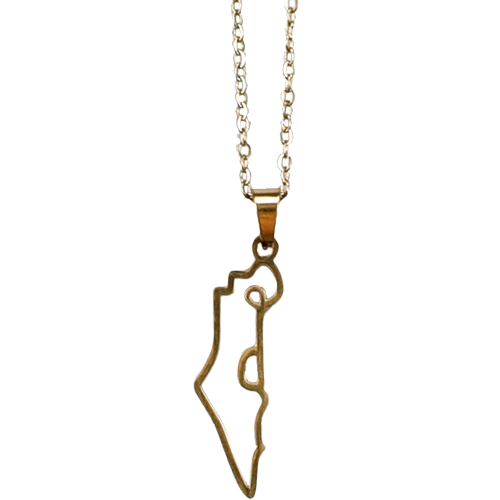 Necklace - Map of Israel gold colour
