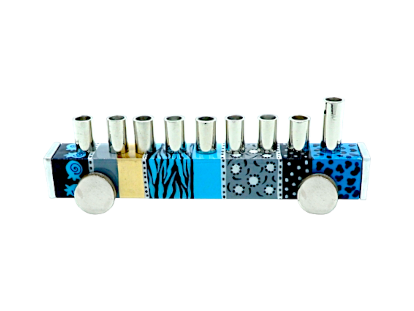 Chanukiah Menorah - Cheerful Blue Train
