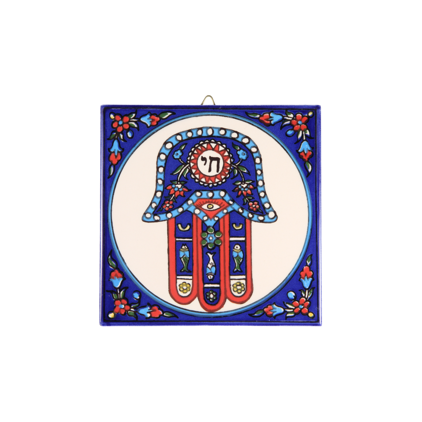 Armenian ceramic hanging Tile - Hamsa / large