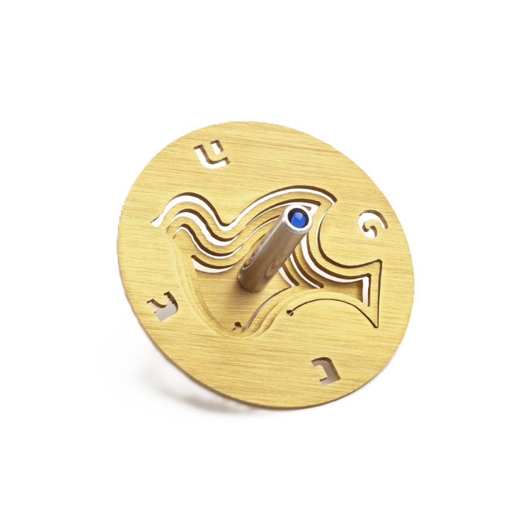 Dove Dreidel on stand - Gold colour