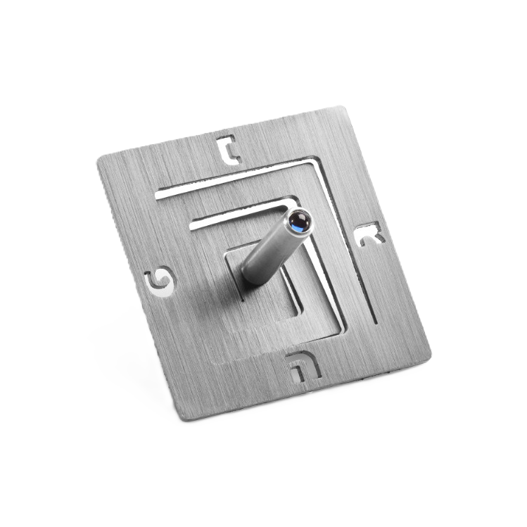 Square spiral Dreidel on stand - Silver colour