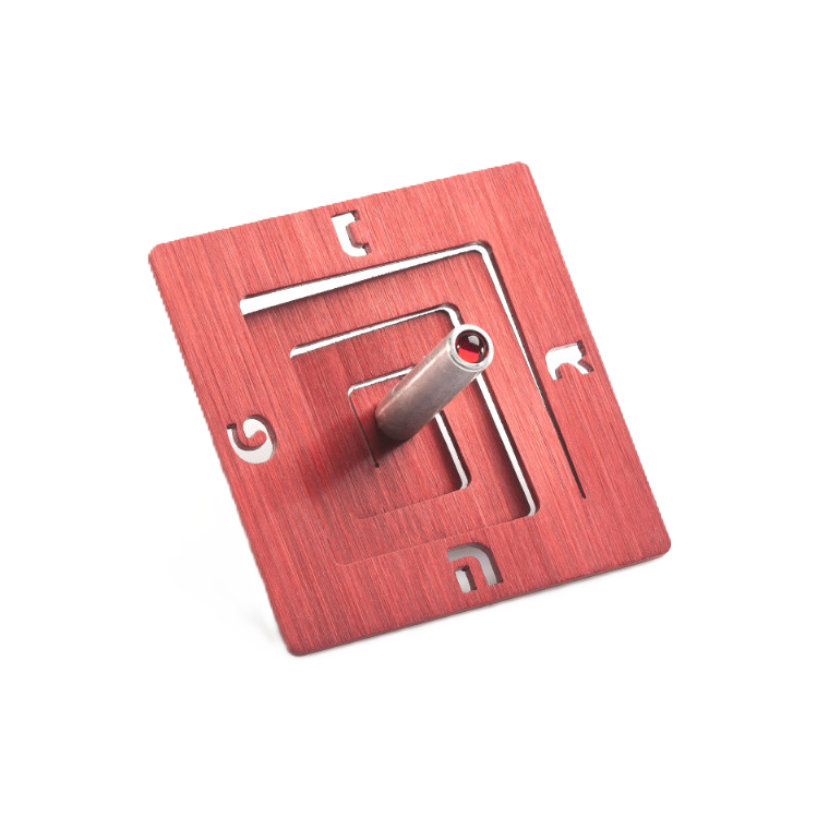 Square spiral Dreidel on stand - Red