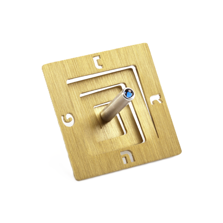 Square spiral Dreidel on stand - Gold colour