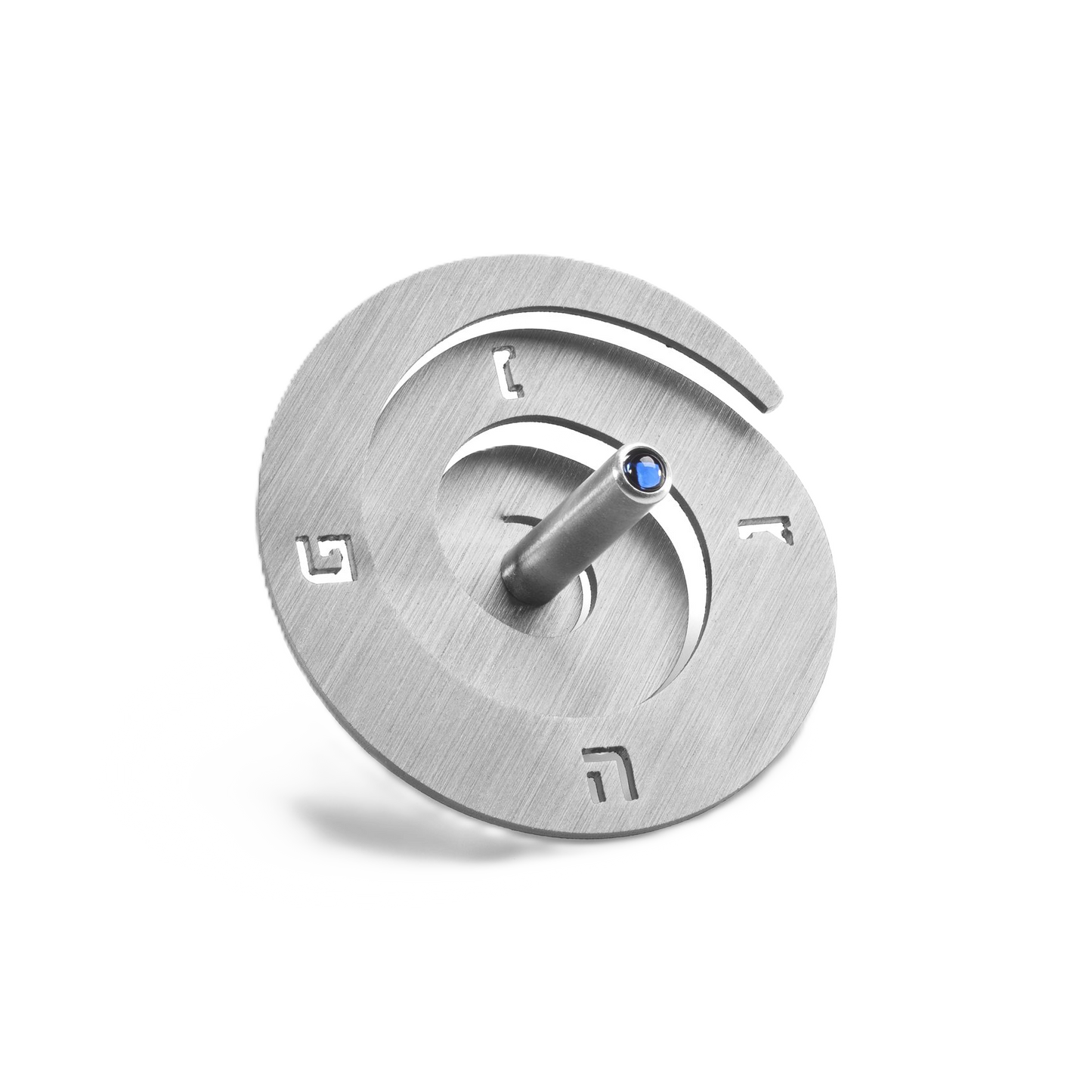 Silver color "Spiral" dreidel on stand