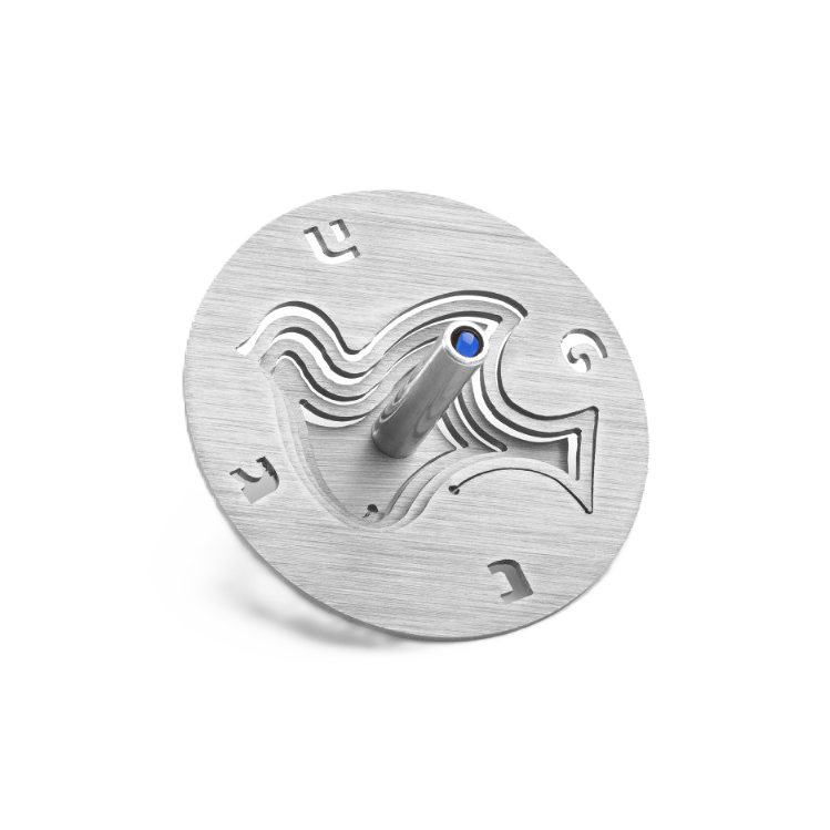 Dove Dreidel on stand - Silver colour