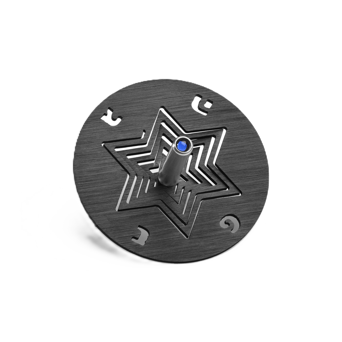 Star of David Dreidel on stand – Black