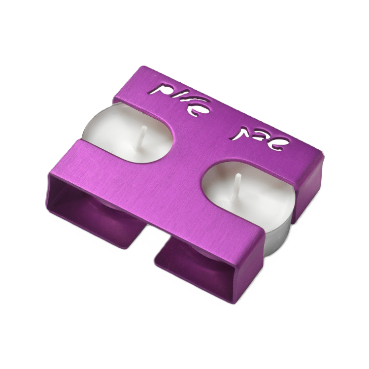 Obdélníkový cestovní šabatový svícen - fialový