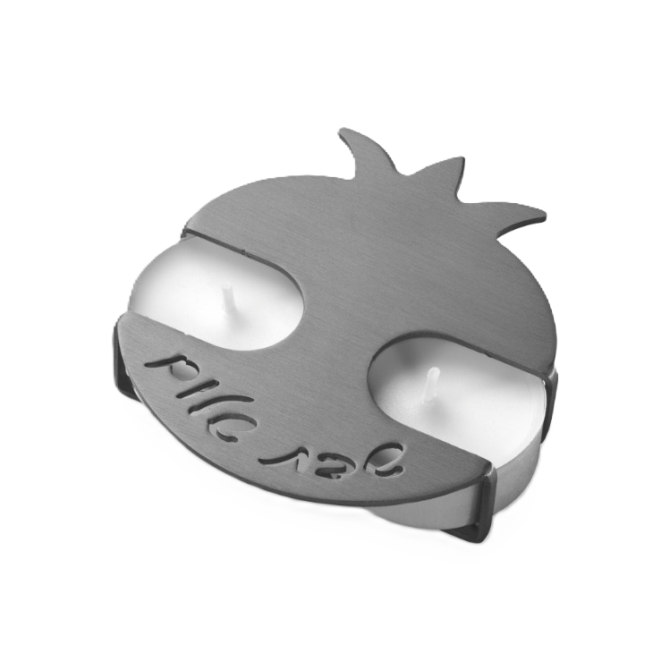 Pomegranate Travel Shabbat Candlestick - Grey