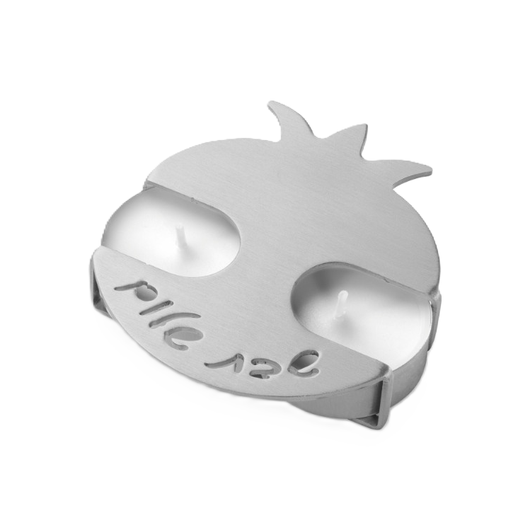 Pomegranate Travel Shabbat Candlestick - Silver colour