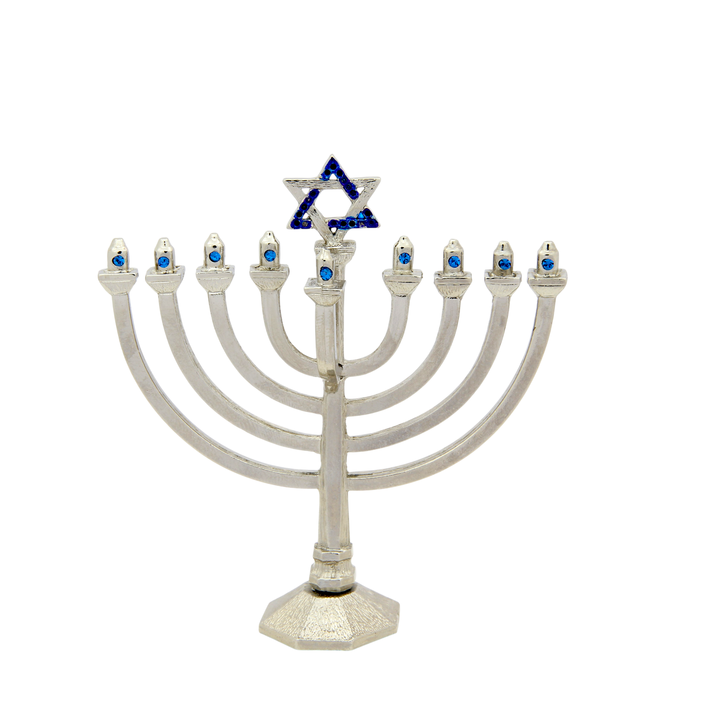 Crystal Mini-Chanukiah - Silver plated - Capri Blue