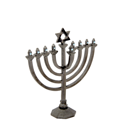 Crystal Mini-Chanukiah - Anthracite - Aquamarine