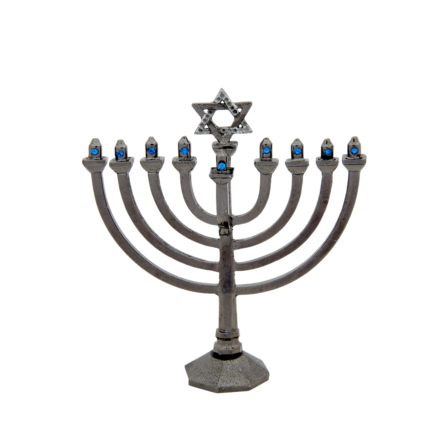 Crystal Mini-Chanukiah - Anthracite - Capri Blue