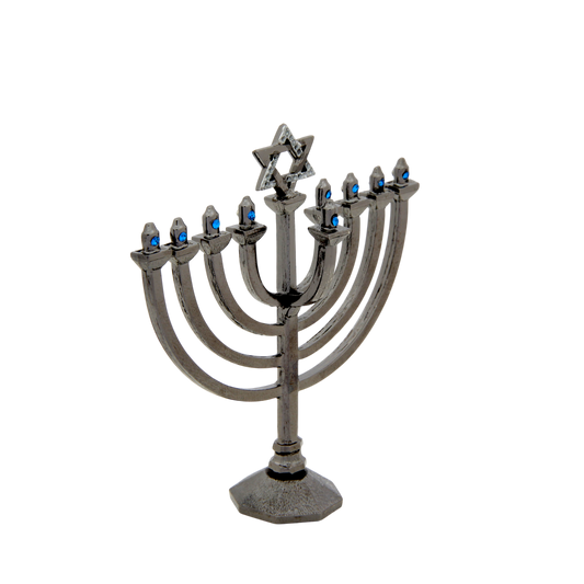 Crystal Mini-Chanukiah - Anthracite - Capri Blue