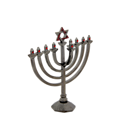 Crystal Mini-Chanukiah - Anthracite - Light Siam