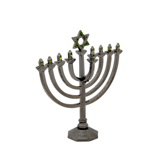 Crystal Mini-Chanukiah - Anthracite - Olivine