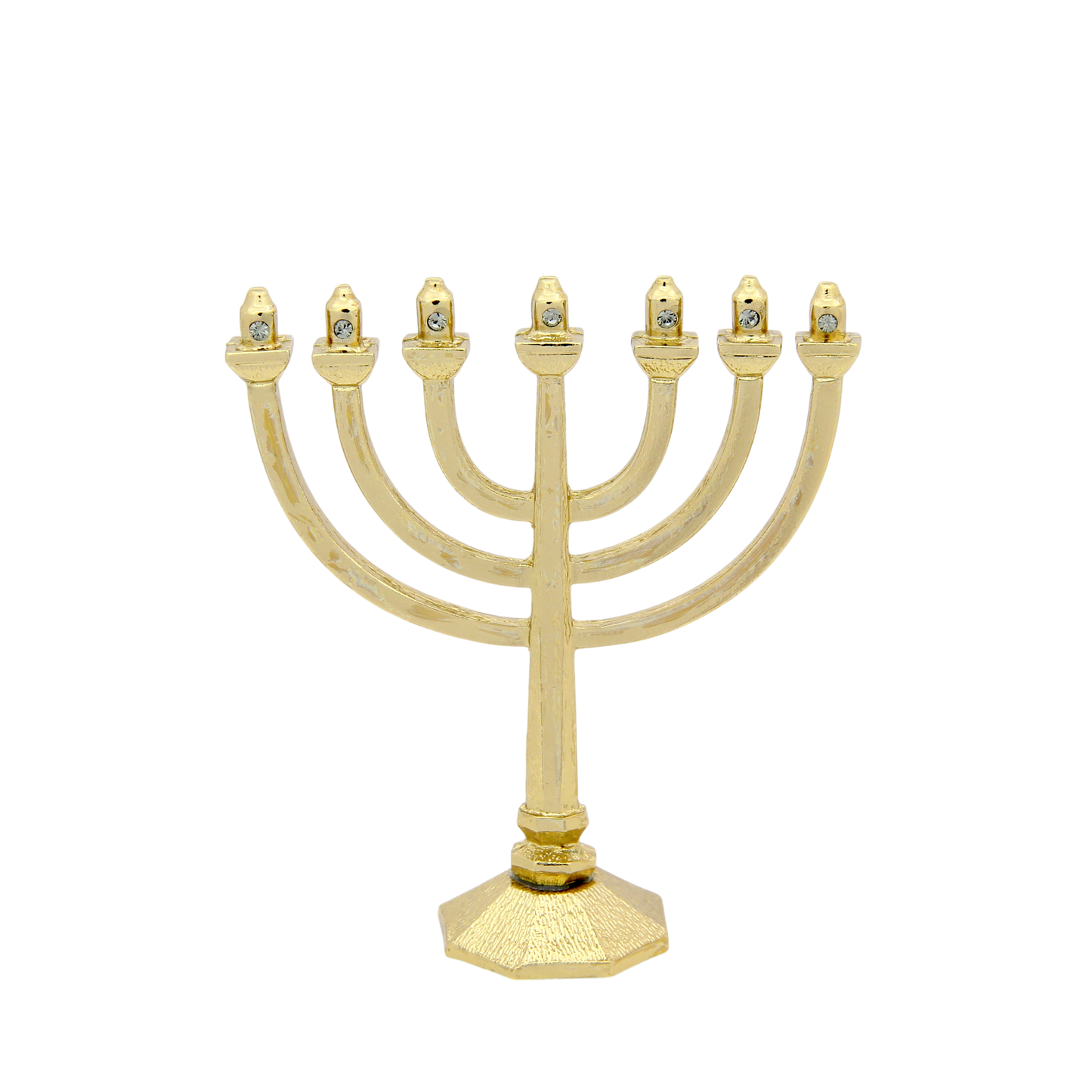 Crystal Mini-Menorah - Gold plated - Black Diamond