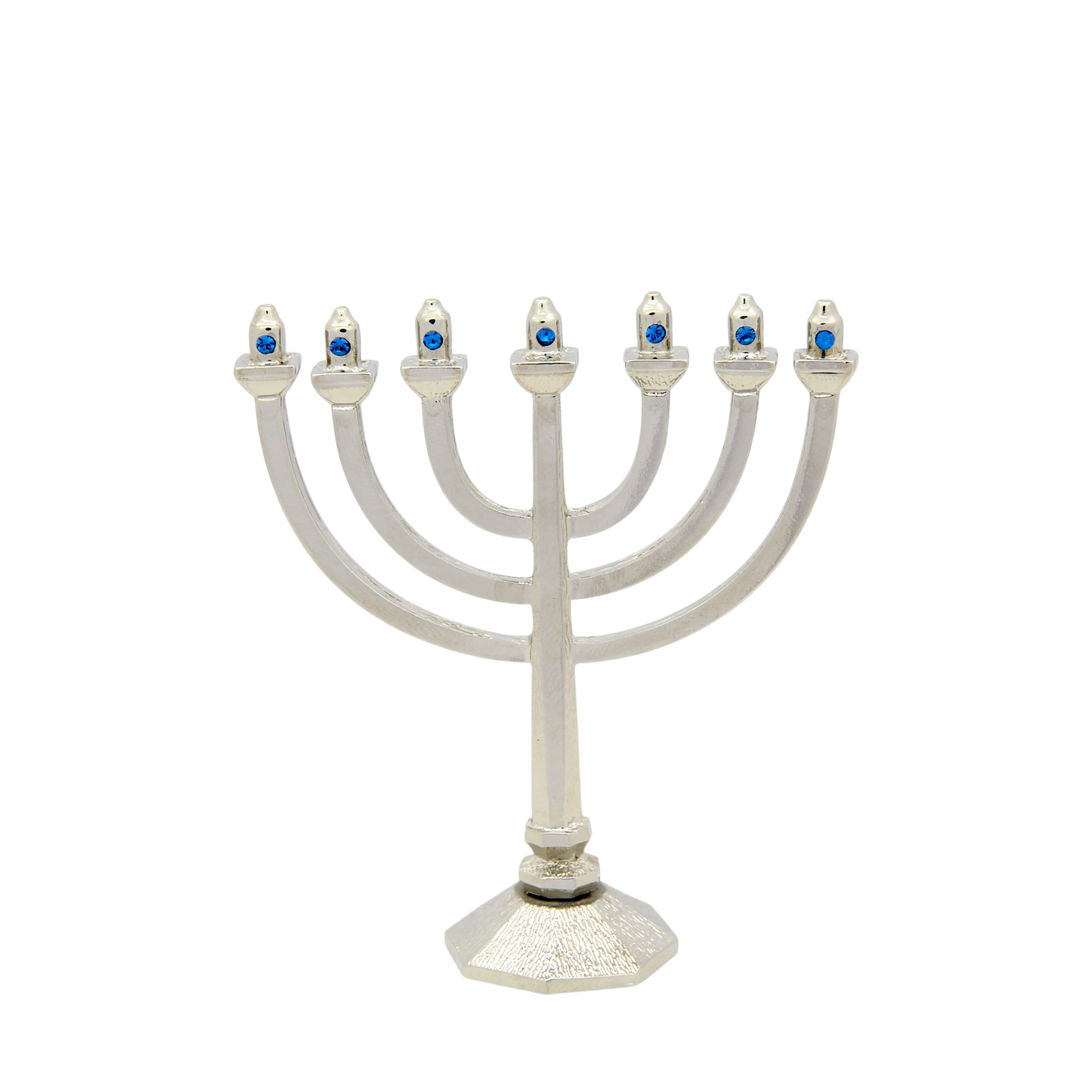 Crystal Mini-Menorah - Silver plated - Capri Blue